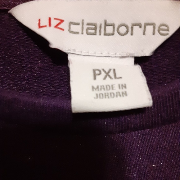 Liz Claiborne Dark Purple Sparkly Top - Picture 2 of 5